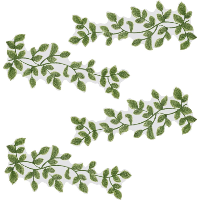 Framendino, 4 Pack Green Forest Leaves Vine Patches Leaf Pattern Appliques Lace Trims Embroidery Embellishment for DIY Cloth Decoration Costume Craft - Image 1